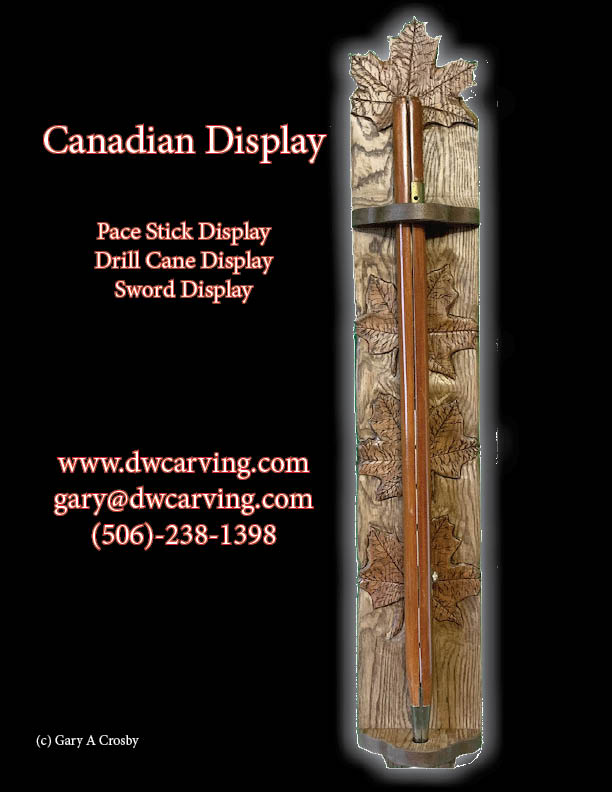 Pace Stick, Drill Cane and sword display, very coold designs, all hand made by a militay veteran, DW CArving Studio